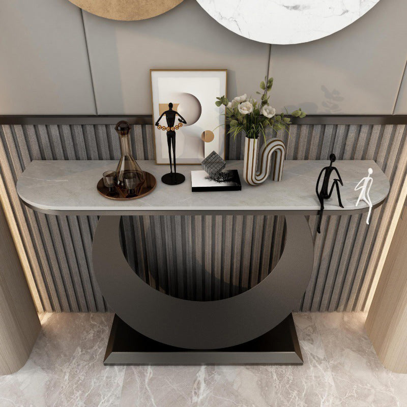 11.81-inch Wide Glam Console Table 1-shelf Stone Accent Table for Hall