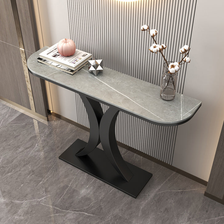 Stone Half Moon Console Table 31.5-inch Tall Accent Table for Hall