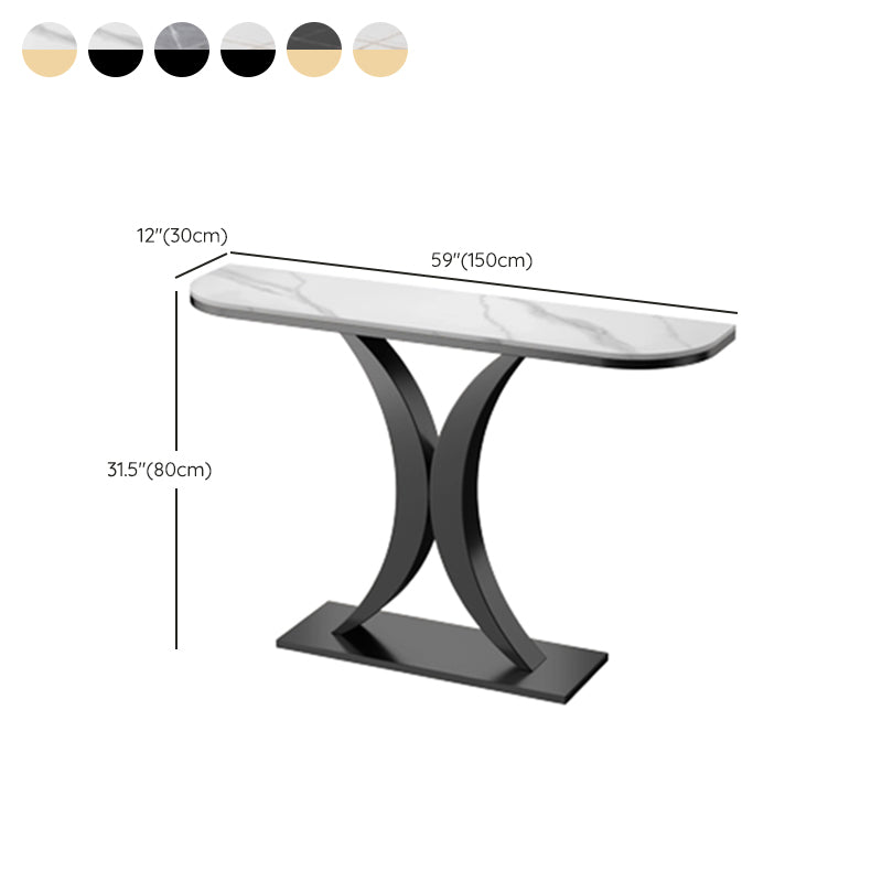 Stone Half Moon Console Table 31.5-inch Tall Accent Table for Hall