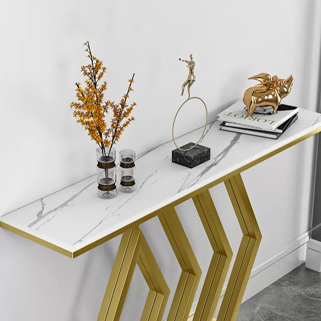 11.81" W Stone Console Table Modern Stain Resistant End Table
