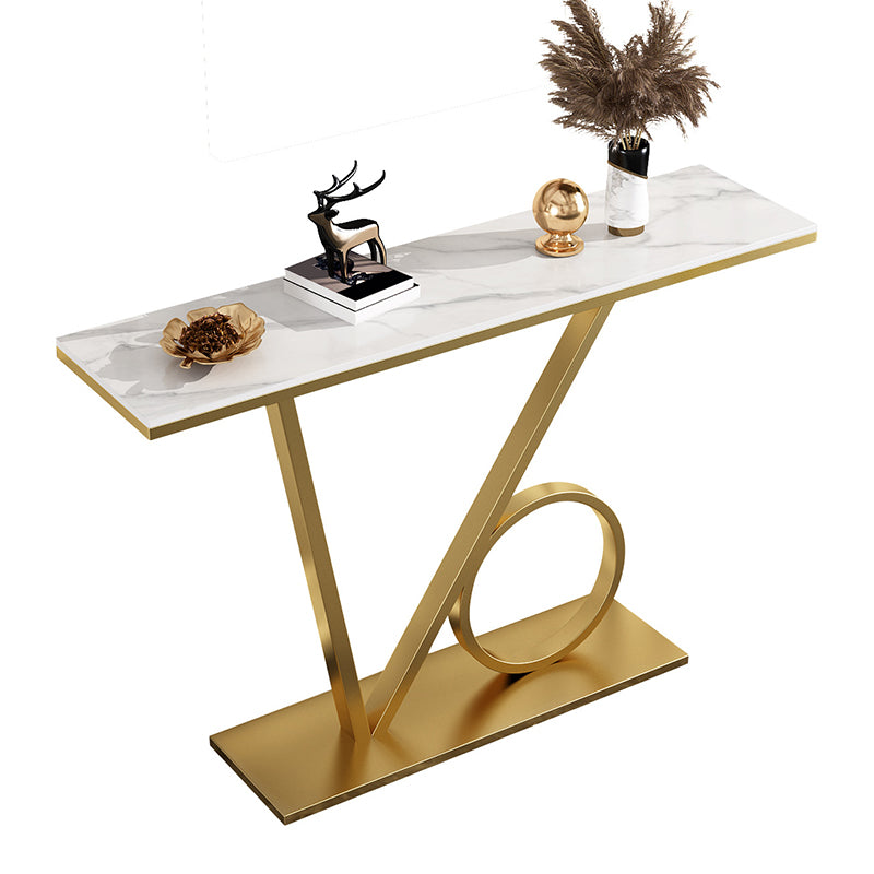 Modern 31.5" Tall Console Table Stone Abstract Base End Table for Hall