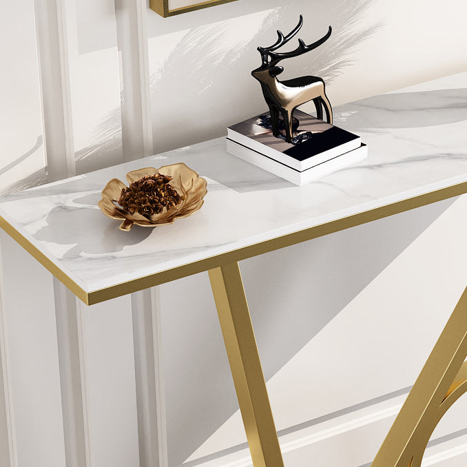 Modern 31.5" Tall Console Table Stone Abstract Base End Table for Hall