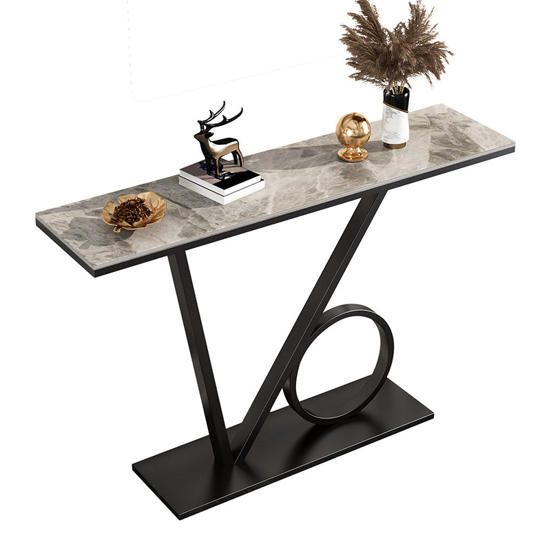 Modern 31.5" Tall Console Table Stone Abstract Base End Table for Hall