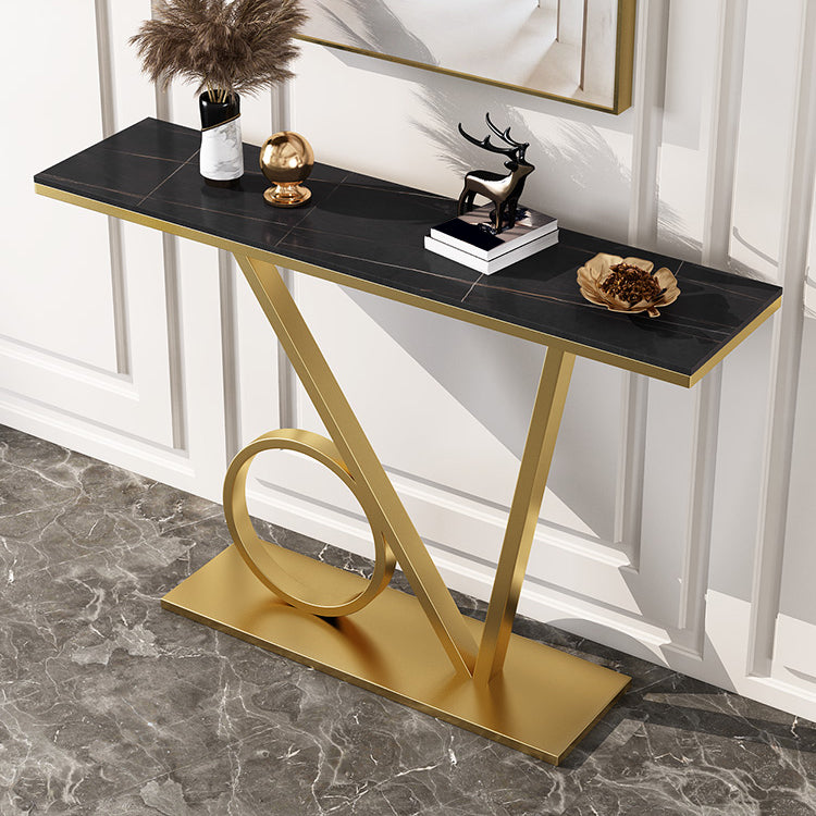 Modern 31.5" Tall Console Table Stone Abstract Base End Table for Hall