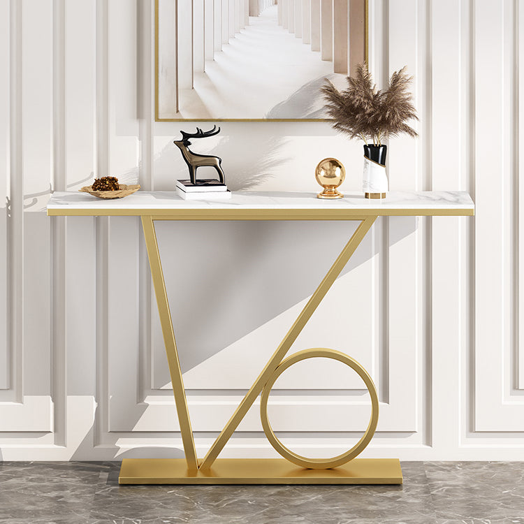 Modern 31.5" Tall Console Table Stone Abstract Base End Table for Hall