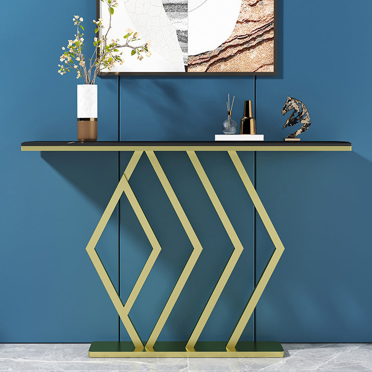 31.5-inch Tall Hall Console Table Glam Stone Accent Table with 1 Shelf