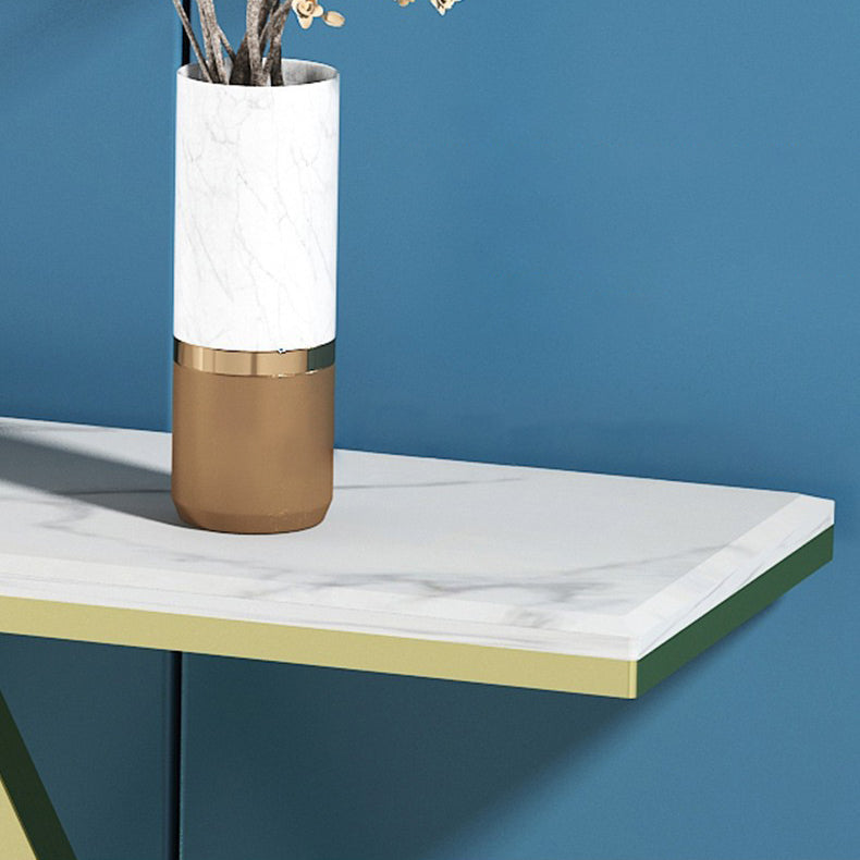 31.5-inch Tall Hall Console Table Glam Stone Accent Table with 1 Shelf
