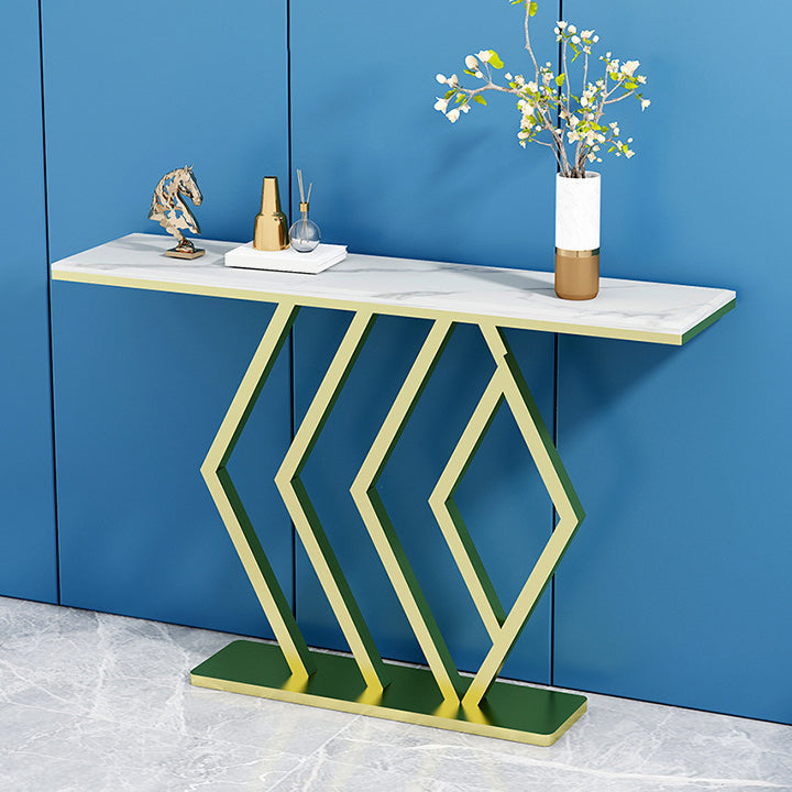 31.5-inch Tall Hall Console Table Glam Stone Accent Table with 1 Shelf