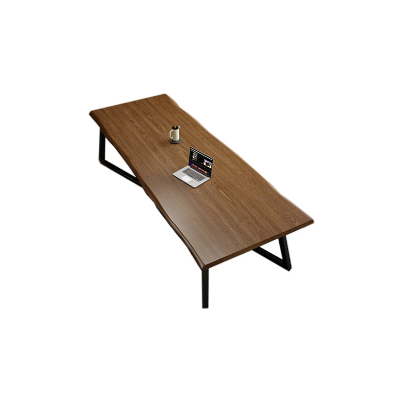 Contemporary Solid Wood Office Desk 29.53" Tall Writing Desk with Iron Legs