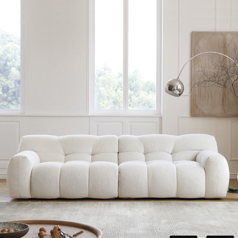 Biscuit Back Seating Square Arm Sofa in White for Living Room