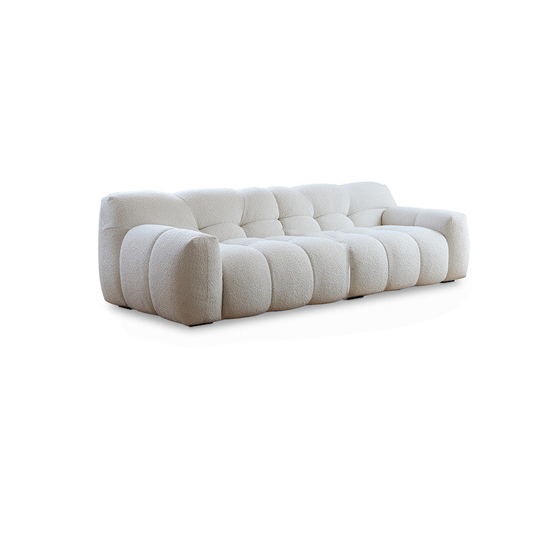 Biscuit Back Seating Square Arm Sofa in White for Living Room