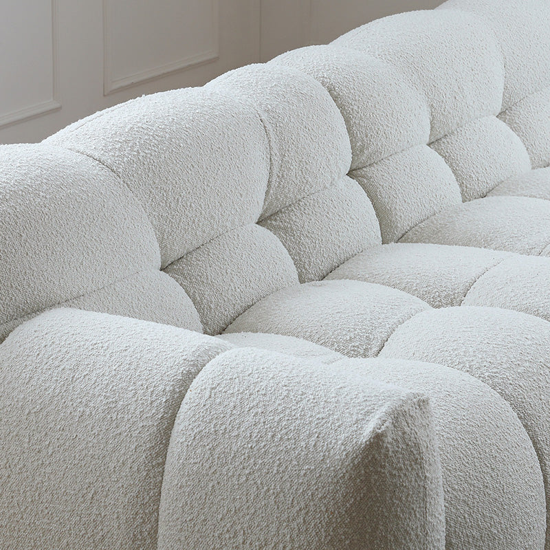 Biscuit Back Seating Square Arm Sofa in White for Living Room