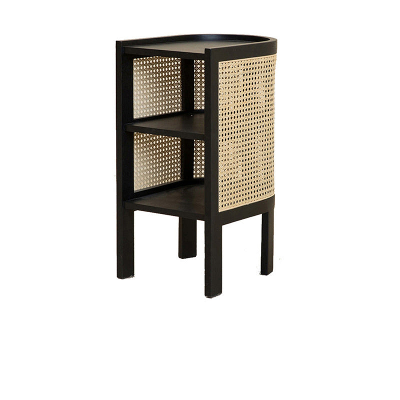 15" Wide Side Table 4 Legs Solid Wood Accent Side Table with Storage