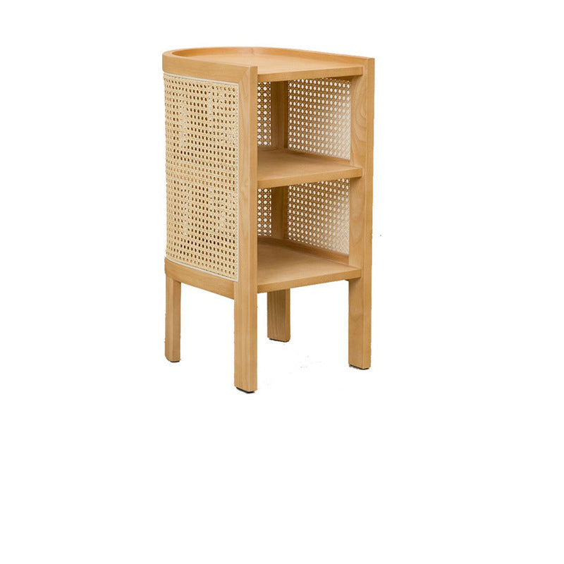 15" Wide Side Table 4 Legs Solid Wood Accent Side Table with Storage