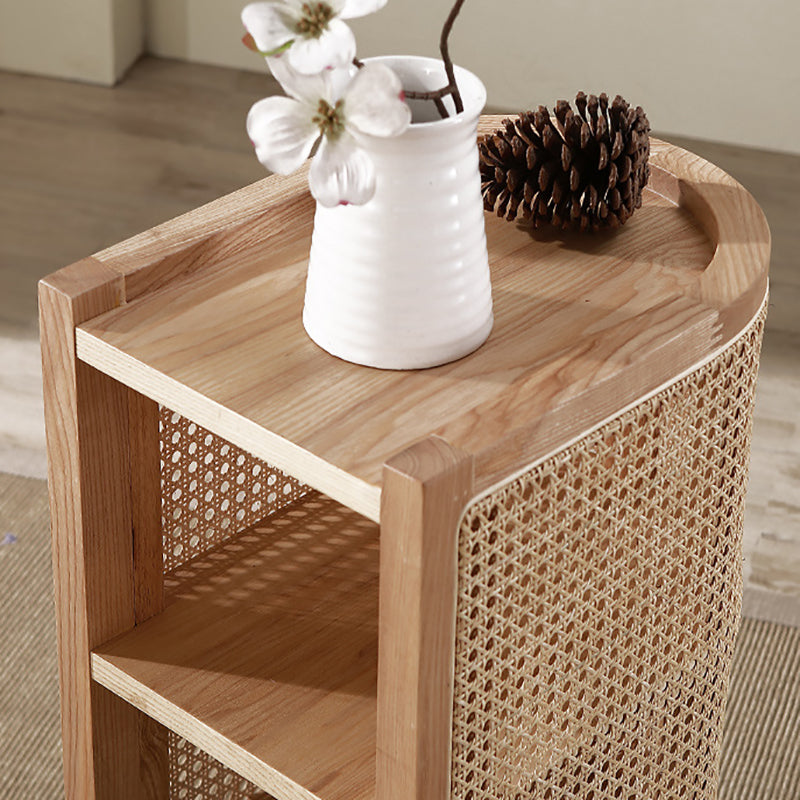 15" Wide Side Table 4 Legs Solid Wood Accent Side Table with Storage