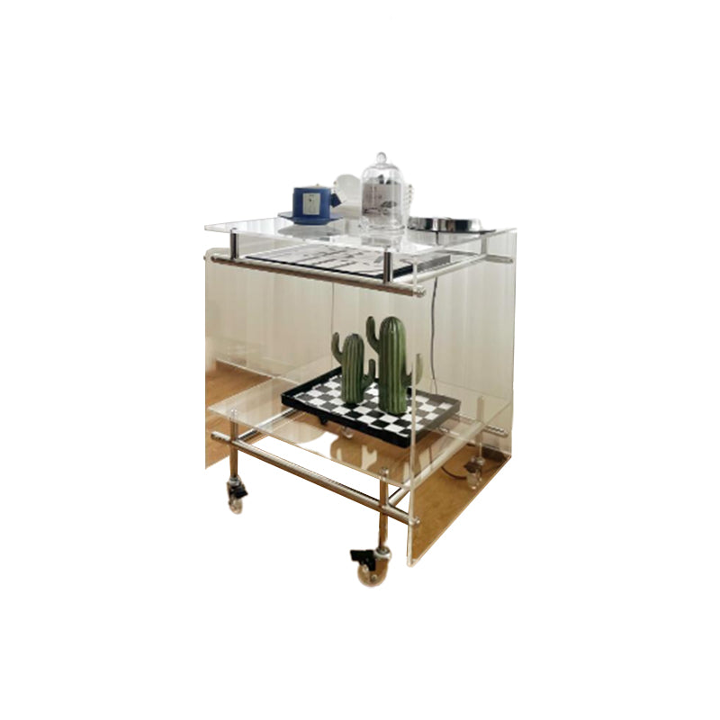 Modern Acrylic Top Rectangular Double Tier Accent Side Table