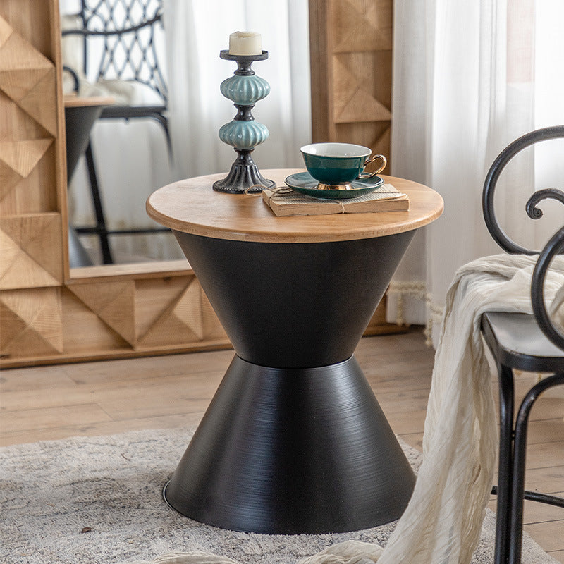 17" Wide French Country Side Table Metal Round Accent Side Table