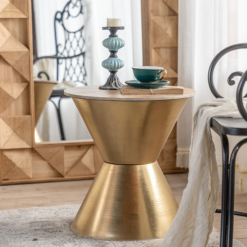 17" Wide French Country Side Table Metal Round Accent Side Table