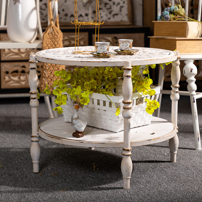 19"H French Country Side Table Metal Round Accent Side Table