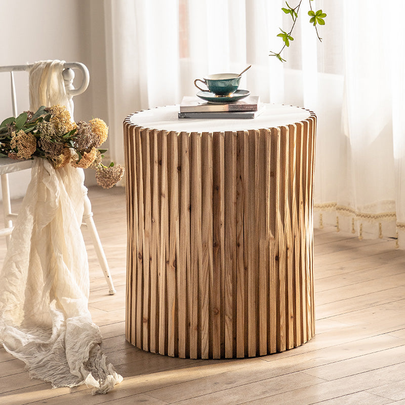 Round Solid Wood Side Table Rustic Tree Stump Side End Snack Table