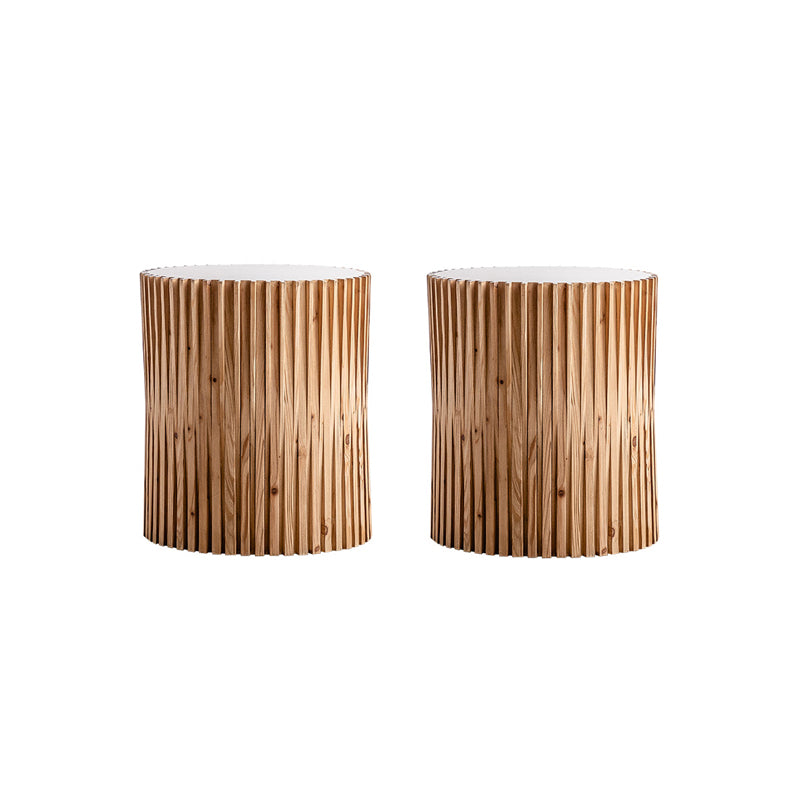 Round Solid Wood Side Table Rustic Tree Stump Side End Snack Table