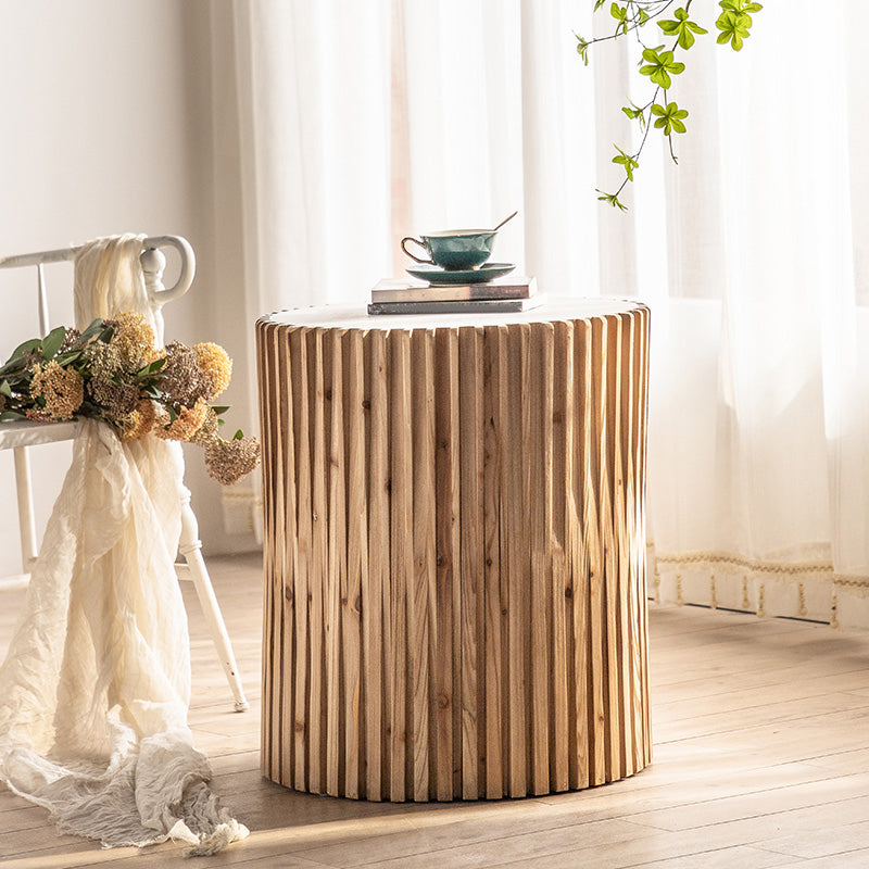Round Solid Wood Side Table Rustic Tree Stump Side End Snack Table