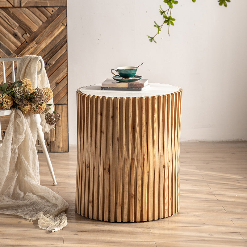 Round Solid Wood Side Table Rustic Tree Stump Side End Snack Table