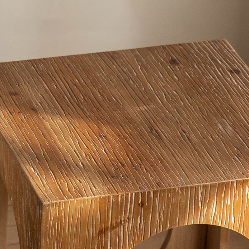 Rustic Square Wooden End Table Natural Drum Sofa Side Accent Table