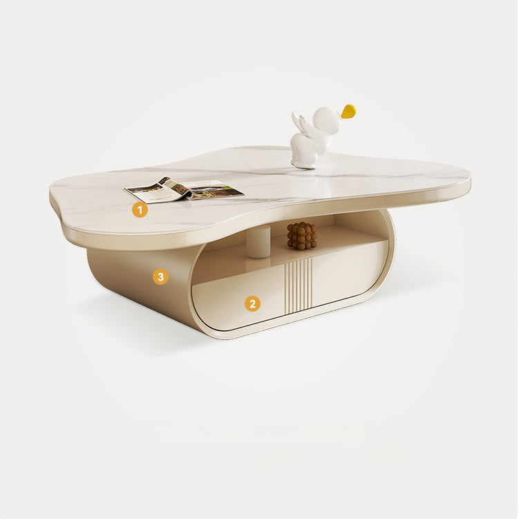 Contemporary Geometric Cocktail Table Stone White Coffee Table