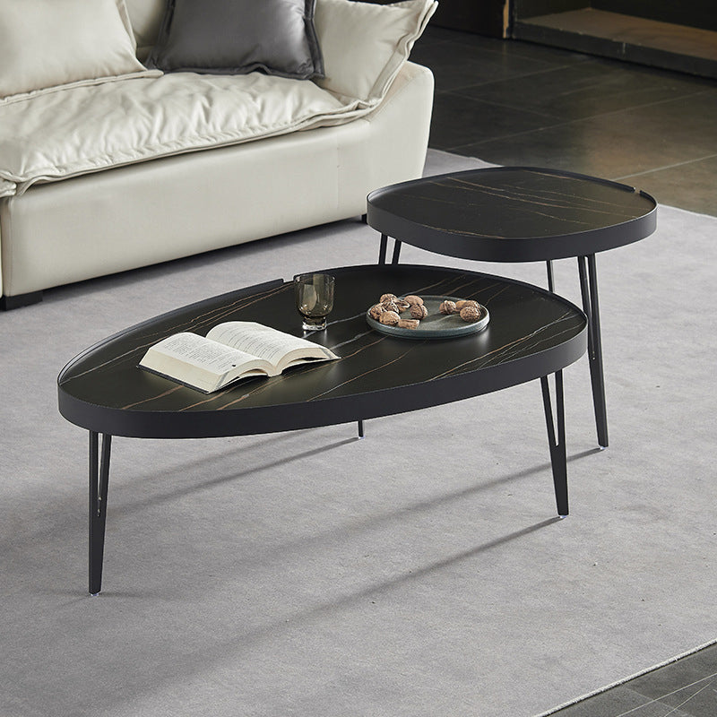 Contemporary Geometric Cocktail Table Stone 3 Legs Bunching Tables