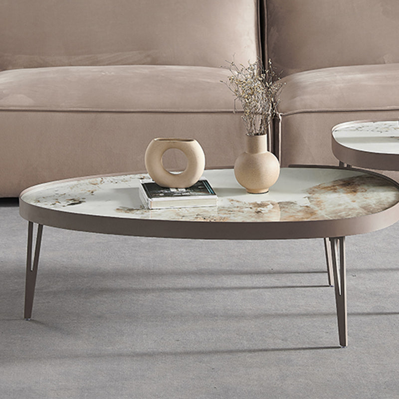 Contemporary Geometric Cocktail Table Stone 3 Legs Bunching Tables