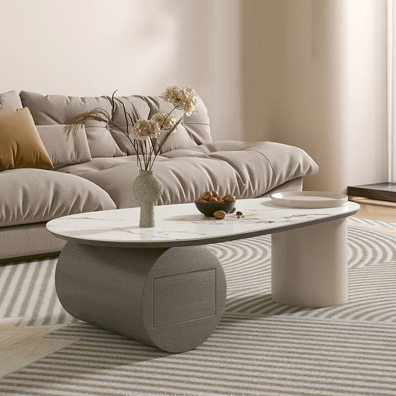 Modern Abstract Base Coffee Table Slate Free Form Coffee Cocktail Table with drawers