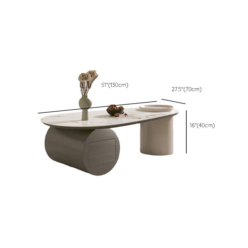 Modern Abstract Base Coffee Table Slate Free Form Coffee Cocktail Table with drawers