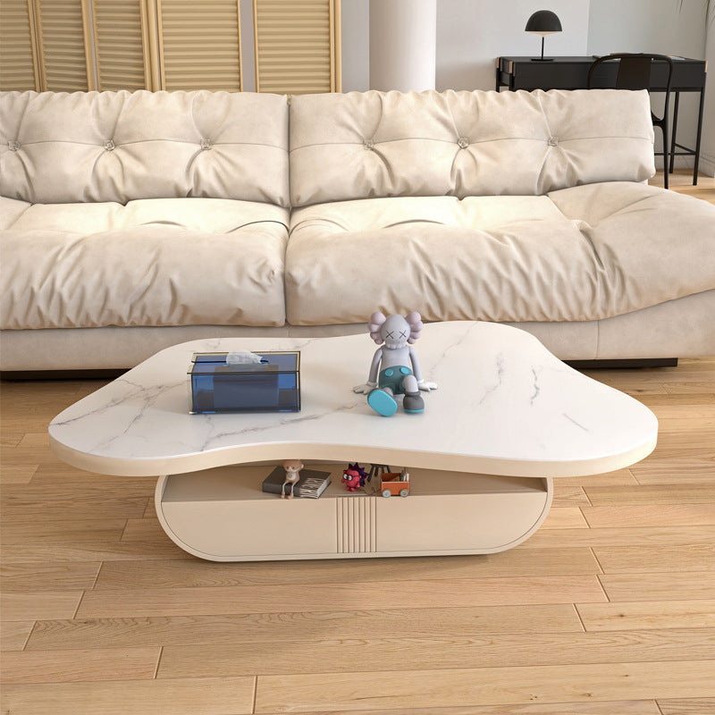 Modern Pedestal Coffee Table Slate Free Form Coffee Cocktail Table