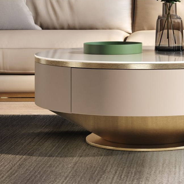 Modern Pedestal Coffee Table Slate Round 2-Piece Coffee Table Set