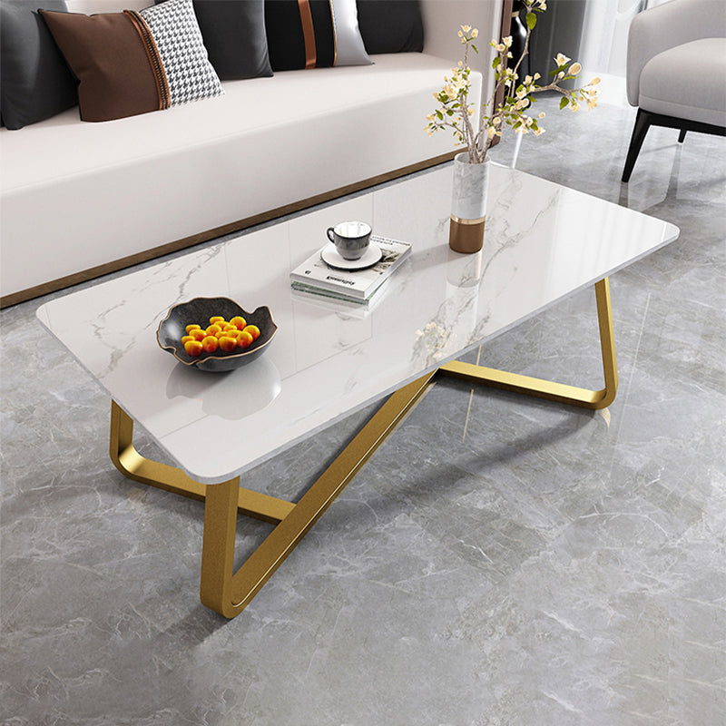 Glam Rectangle Cocktail Table Single Stone Coffee Cocktail Table