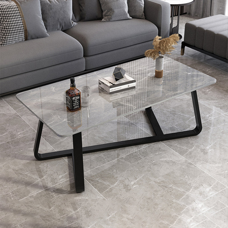 Glam Rectangle Cocktail Table Single Stone Coffee Cocktail Table