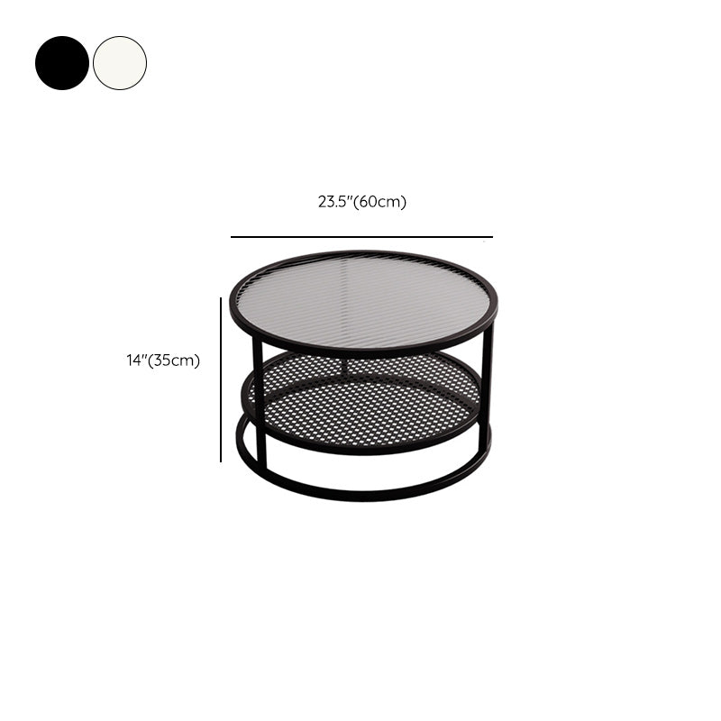 Tropical Round Frame Cocktail Table Glass Top Coffee Cocktail Table