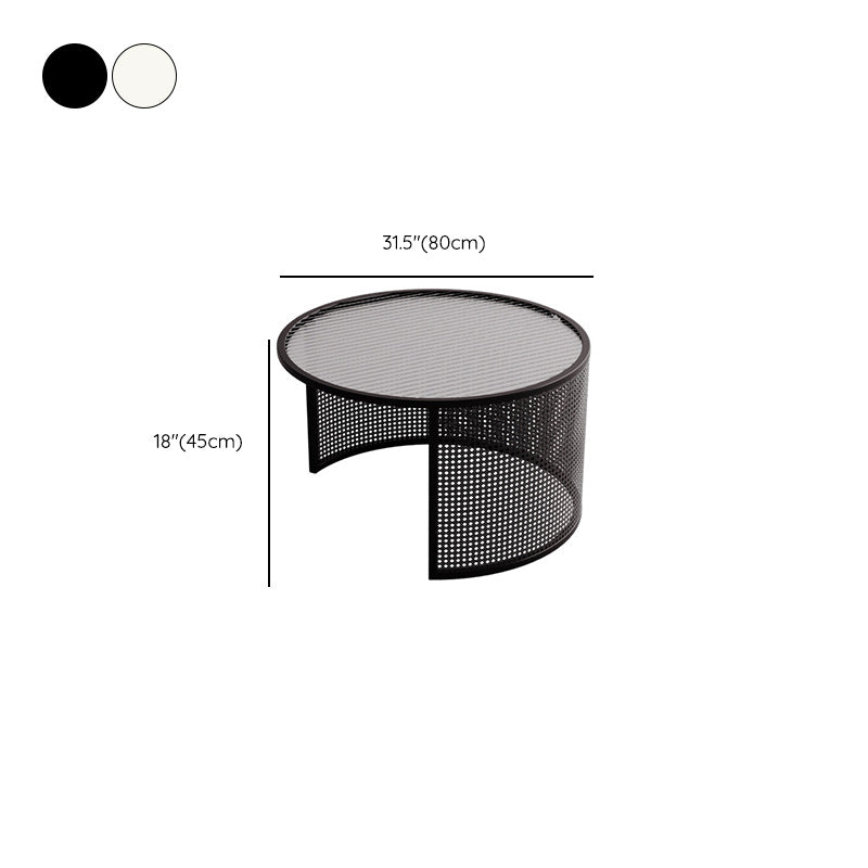 Tropical Round Frame Cocktail Table Glass Top Coffee Cocktail Table