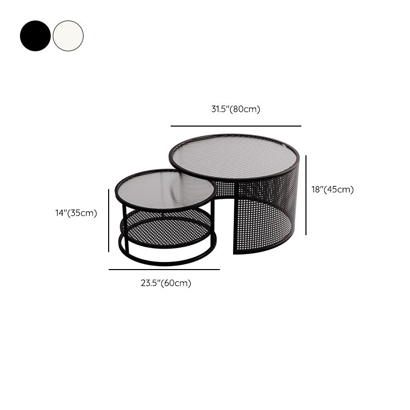 Tropical Round Frame Cocktail Table Glass Top Coffee Cocktail Table