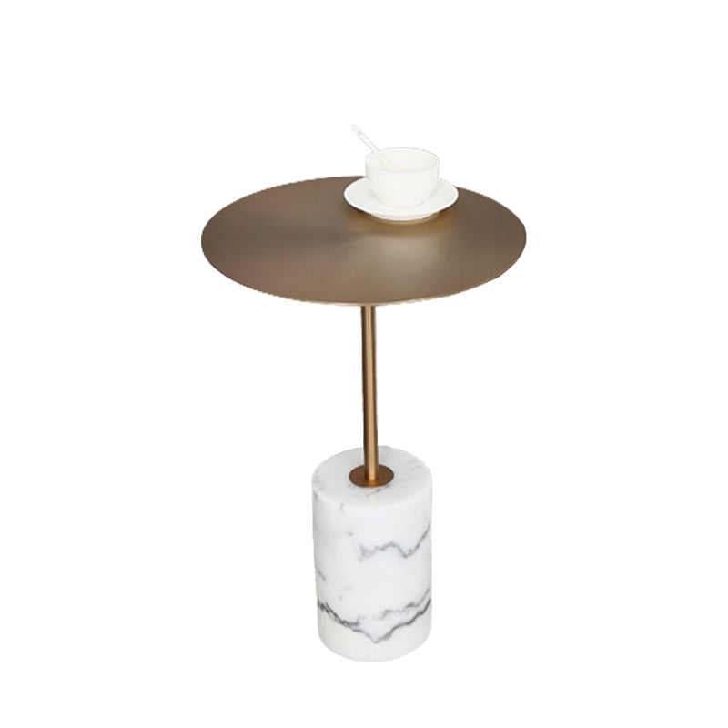 23.62 inch Tall Pedestal Side Table Metal and Marble Side End Table