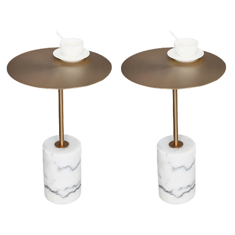 23.62 inch Tall Pedestal Side Table Metal and Marble Side End Table