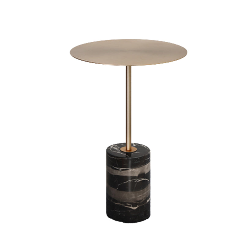 23.62 inch Tall Pedestal Side Table Metal and Marble Side End Table