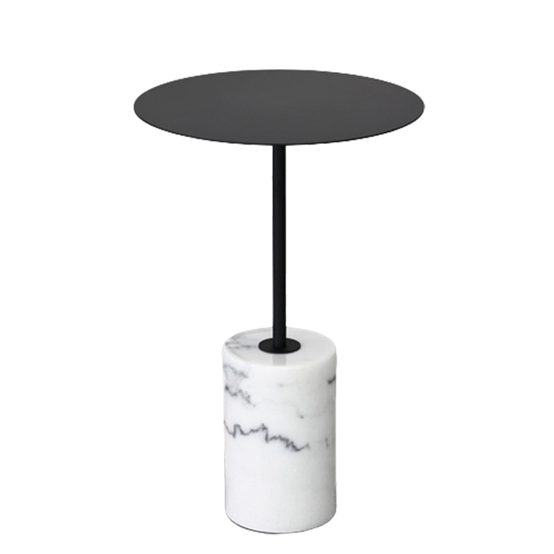 23.62 inch Tall Pedestal Side Table Metal and Marble Side End Table