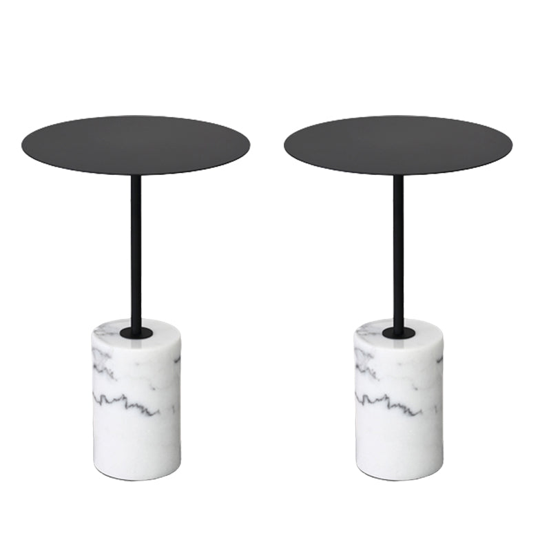 23.62 inch Tall Pedestal Side Table Metal and Marble Side End Table