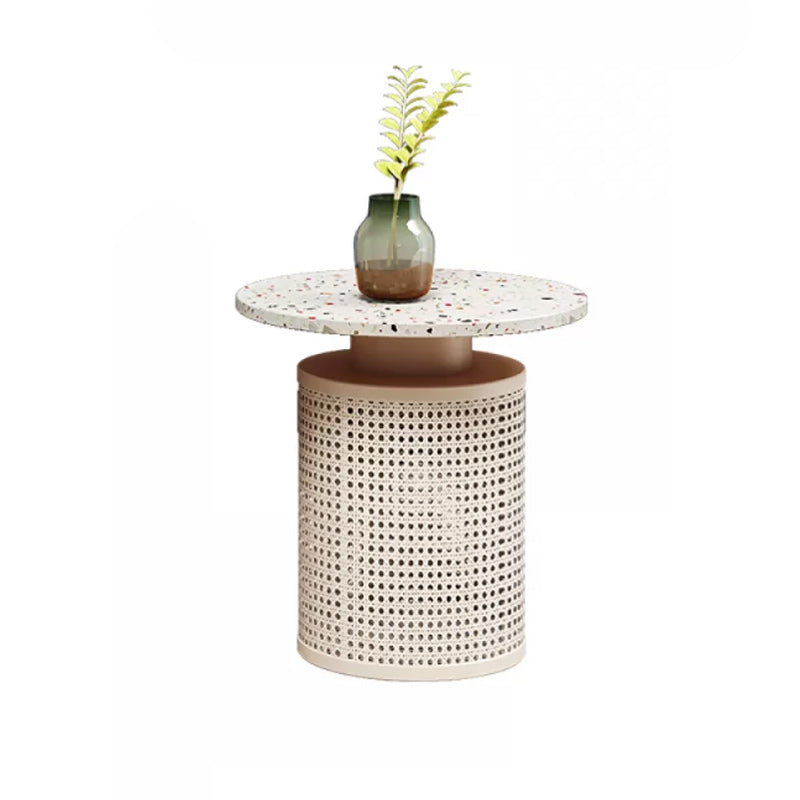 Contemporary Round Cocktail Table Slate Frame Coffee Cocktail Table