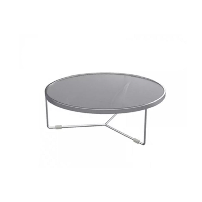 Modern Round Coffee Table Glass Top and Iron Coffee or End Table Cross Legs