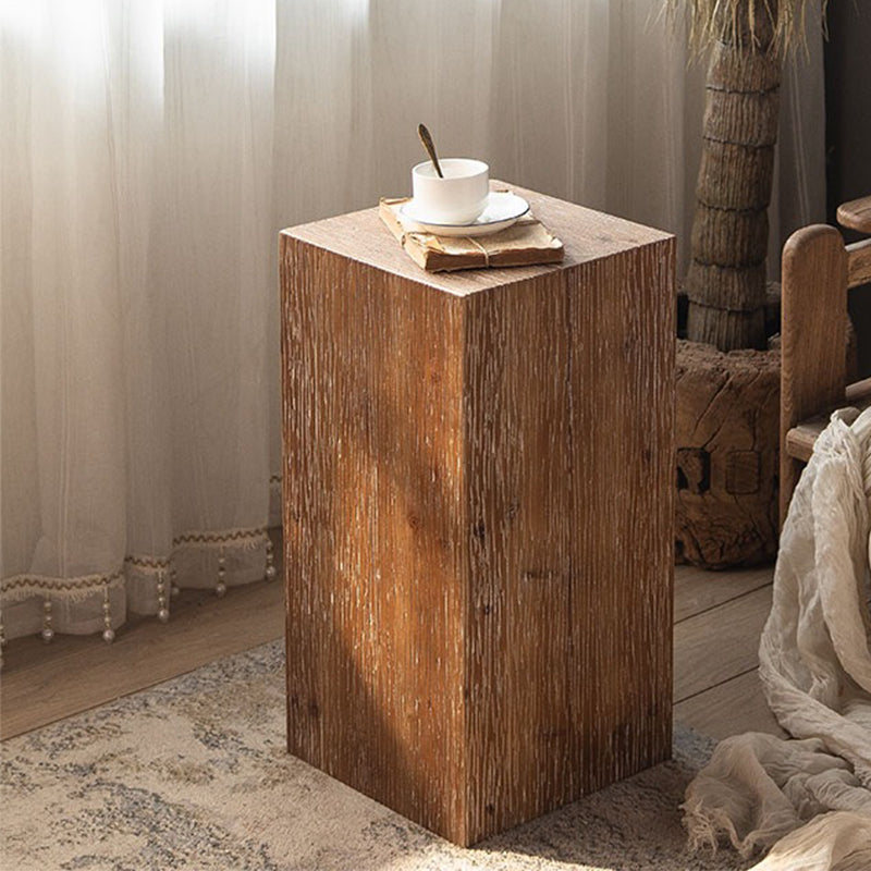 Distressed Wood Square End Table Set 11.8" W Block Sofa Side Accent Table
