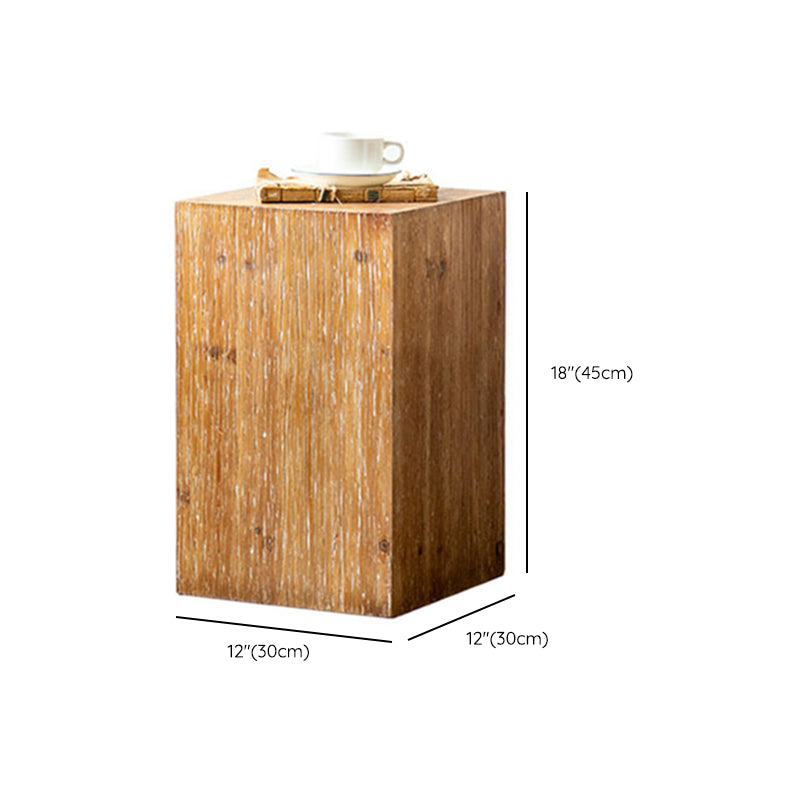 Distressed Wood Square End Table Set 11.8" W Block Sofa Side Accent Table