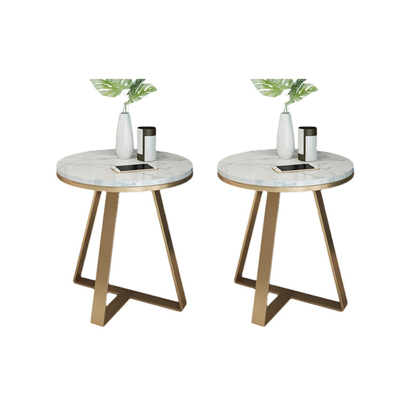Round Marble End Table Set Glam Dia 19.7-In Sofa Side Accent Table